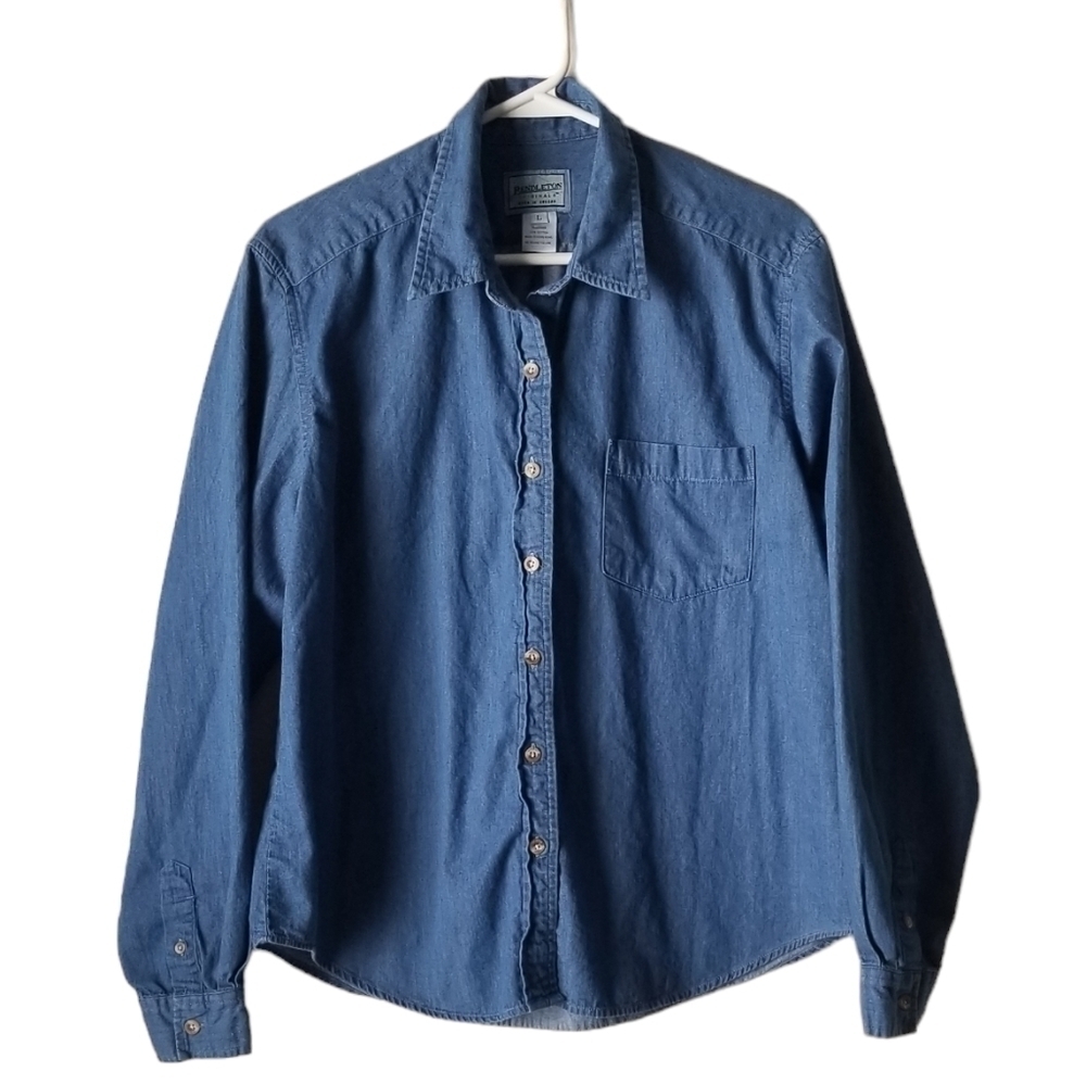 Pendleton Denim Blue Button Down Long Sleeve Shirt Size L